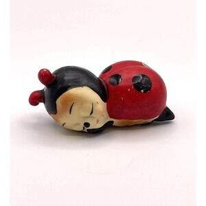 Josef Originals Ladybug Girl Figurine Red Black Sleeping Mini Figure